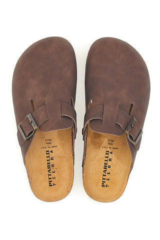 Braune Slipper mit Schnallenverschluss aus echtem Leder Pittarello Tierra 335A013PR