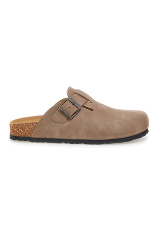 Taupefarbene Slipper mit Schnalle aus echtem Leder Pittarello Tierra 335A013PR