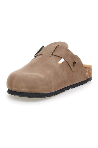 Taupefarbene Slipper mit Schnalle aus echtem Leder Pittarello Tierra 335A013PR