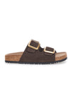 Dunkelbraune Slipper mit doppelter Schnalle und rutschfester Sohle Pittarello Green Walk vegan 335cf20631s