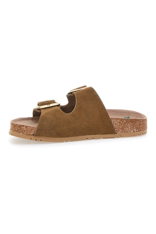 Taupefarbene Slipper mit doppelter Schnalle und rutschfester Sohle Pittarello Green Walk Vegan 335CF20631S
