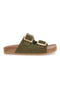 Olivgrüne Slipper mit doppelter Schnalle und rutschfester Sohle Pittarello Green Walk vegan 335CF20631S