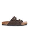 Dunkelbraune Slipper mit doppelter Schnalle und rutschfester Sohle Pittarello Green Walk vegan 335CF038S