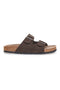 Dunkelbraune Slipper mit doppelter Schnalle und rutschfester Sohle Pittarello Green Walk vegan 335CF038S