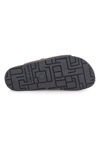 Dunkelbraune Slipper mit doppelter Schnalle und rutschfester Sohle Pittarello Green Walk vegan 335CF038S