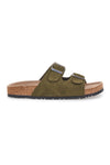 Olivgrüne Slipper mit doppelter Schnalle und rutschfester Sohle Pittarello Green Walk vegan 335CF038S