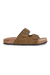 Braune Slipper mit doppelter Schnalle und rutschfester Sohle Pittarello Green Walk vegan 335CF038S
