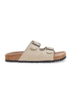 Beigefarbene Slipper mit doppelter Schnalle und rutschfester Sohle Pittarello Green Walk vegan 335CF038S