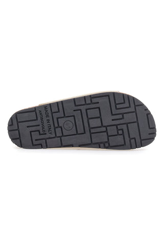 Beigefarbene Slipper mit doppelter Schnalle und rutschfester Sohle Pittarello Green Walk vegan 335CF038S