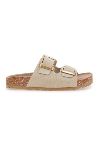 Ciabatte beige doppia fibbia Pittarello Green walk 335CF20630SR