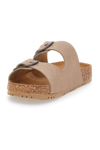 Beigefarbene Slipper mit doppelter Schnalle Pittarello Green Walk 335CF20630SR