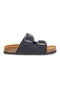 Schwarze Slipper mit doppelter Schnalle, Lederinnensohle und rutschfester Sohle Pittarello Green Walk 335CF20630SR