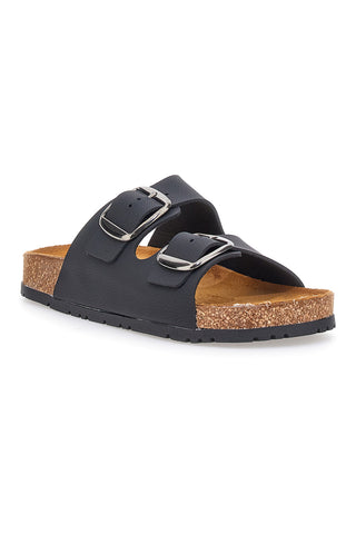 Schwarze Slipper mit doppelter Schnalle, Lederinnensohle und rutschfester Sohle Pittarello Green Walk 335CF20630SR