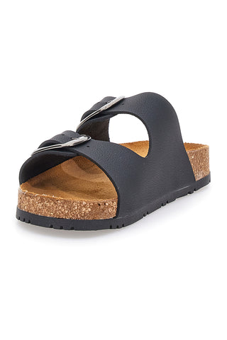 Schwarze Slipper mit doppelter Schnalle, Lederinnensohle und rutschfester Sohle Pittarello Green Walk 335CF20630SR