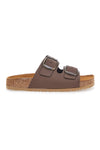 Braune Slipper mit doppelter Schnalle, Lederinnensohle und rutschfester Sohle Pittarello Green Walk 335CF20630SR