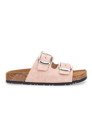 Rosa Slipper mit doppelter Schnalle, Lederinnensohle und rutschfester Sohle Pittarello Green Walk 335CF20630SR