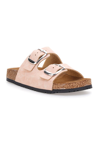 Rosa Slipper mit doppelter Schnalle, Lederinnensohle und rutschfester Sohle Pittarello Green Walk 335CF20630SR