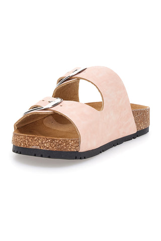 Rosa Slipper mit doppelter Schnalle, Lederinnensohle und rutschfester Sohle Pittarello Green Walk 335CF20630SR