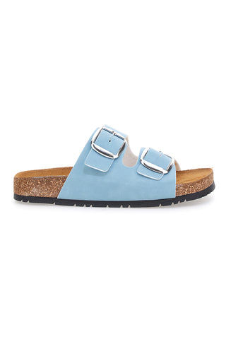Blaue Slipper mit doppelter Schnalle, Lederinnensohle und rutschfester Sohle Pittarello Green Walk 335CF20630SR
