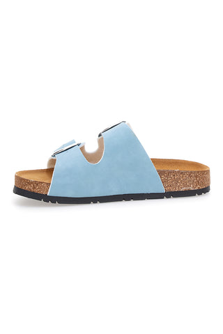Blaue Slipper mit doppelter Schnalle, Lederinnensohle und rutschfester Sohle Pittarello Green Walk 335CF20630SR