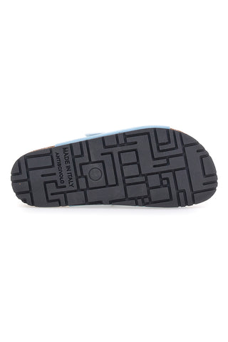 Blaue Slipper mit doppelter Schnalle, Lederinnensohle und rutschfester Sohle Pittarello Green Walk 335CF20630SR