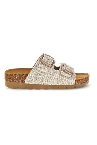 Beige Hausschuhe mit Flechteffekt und Innensohle aus echtem Leder Pittarello Bio 335P20630SR
