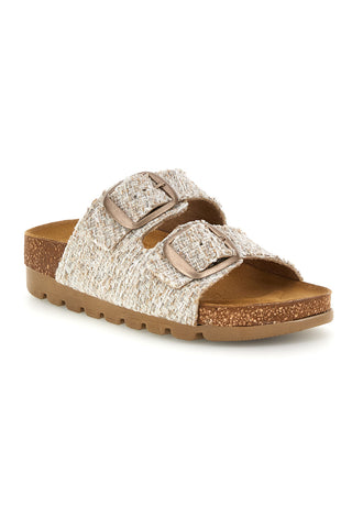 Beige Hausschuhe mit Flechteffekt und Innensohle aus echtem Leder Pittarello Bio 335P20630SR