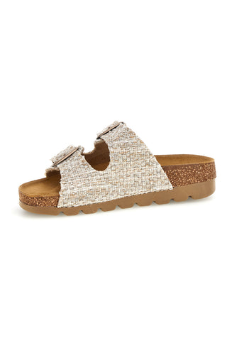 Beige Hausschuhe mit Flechteffekt und Innensohle aus echtem Leder Pittarello Bio 335P20630SR