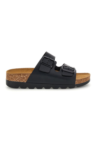 Schwarze Hausschuhe mit Innensohle aus echtem Leder Pittarello Bio 335P20630SR