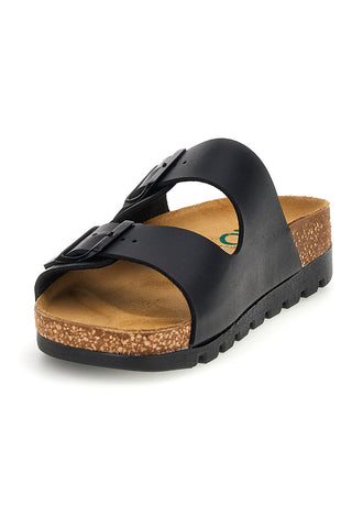 Schwarze Hausschuhe mit Innensohle aus echtem Leder Pittarello Bio 335P20630SR