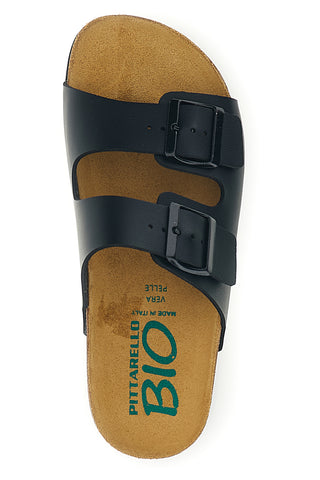 Schwarze Hausschuhe mit Innensohle aus echtem Leder Pittarello Bio 335P20630SR