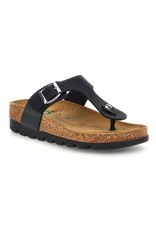 Schwarze Flip-Flops mit Innensohle aus echtem Leder Pittarello Bio 335P2177SR