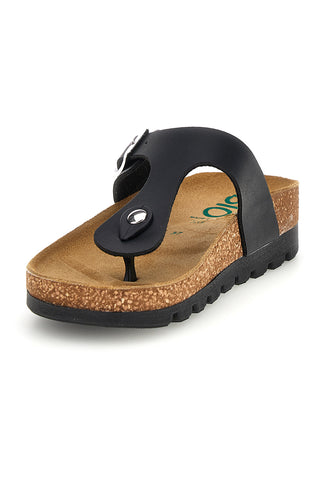 Schwarze Flip-Flops mit Innensohle aus echtem Leder Pittarello Bio 335P2177SR