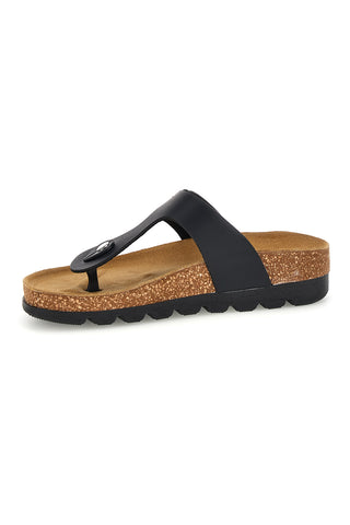 Schwarze Flip-Flops mit Innensohle aus echtem Leder Pittarello Bio 335P2177SR