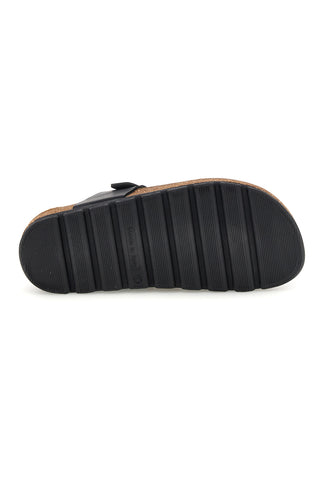 Schwarze Flip-Flops mit Innensohle aus echtem Leder Pittarello Bio 335P2177SR