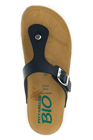 Schwarze Flip-Flops mit Innensohle aus echtem Leder Pittarello Bio 335P2177SR