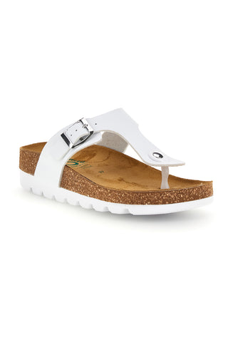 Weiße Flip-Flops mit Innensohle aus echtem Leder Pittarello Bio 335P2177SR