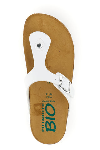 Weiße Flip-Flops mit Innensohle aus echtem Leder Pittarello Bio 335P2177SR