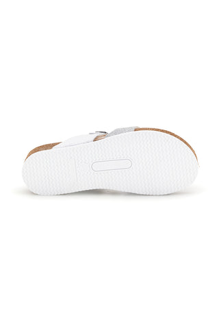Weiß silberne Hausschuhe mit echter Ledersohle Pittarello eco 293A311SR
