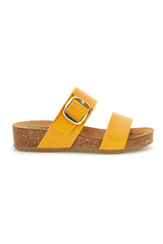 Ciabatte giallo sottopiede in pelle con zeppa Pittarello eco 293A500SR