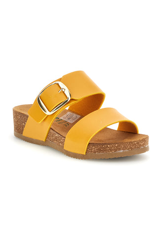 Gelbe Ledereinlegesohle Hausschuhe mit Keil Pittarello eco 293A500SR