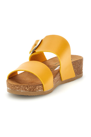 Gelbe Ledereinlegesohle Hausschuhe mit Keil Pittarello eco 293A500SR