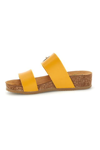 Gelbe Ledereinlegesohle Hausschuhe mit Keil Pittarello eco 293A500SR