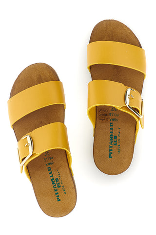 Gelbe Ledereinlegesohle Hausschuhe mit Keil Pittarello eco 293A500SR