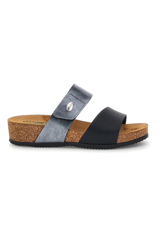 Schwarze und graue Hausschuhe mit Innensohle aus echtem Leder Pittarello Eco 293A485SR