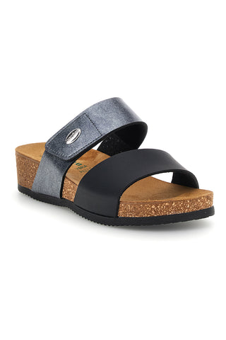 Schwarze und graue Hausschuhe mit Innensohle aus echtem Leder Pittarello Eco 293A485SR