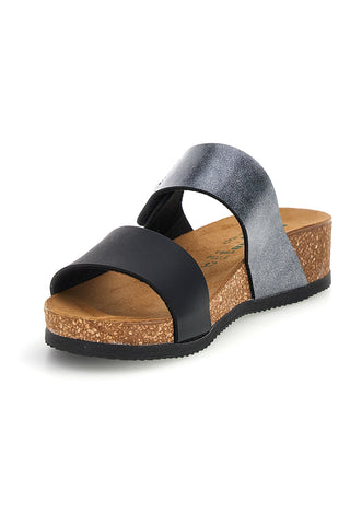 Schwarze und graue Hausschuhe mit Innensohle aus echtem Leder Pittarello Eco 293A485SR