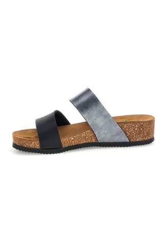 Schwarze und graue Hausschuhe mit Innensohle aus echtem Leder Pittarello Eco 293A485SR