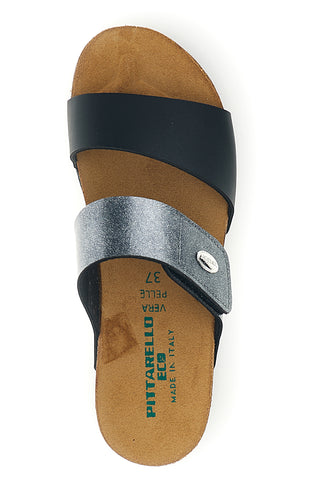 Schwarze und graue Hausschuhe mit Innensohle aus echtem Leder Pittarello Eco 293A485SR