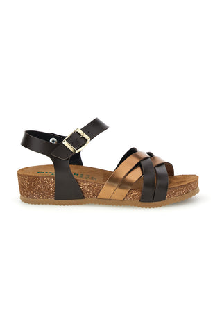 Schwarze und kupferfarbene Sandalen mit Leder-Innensohle Pittarello Eco 293A850SR